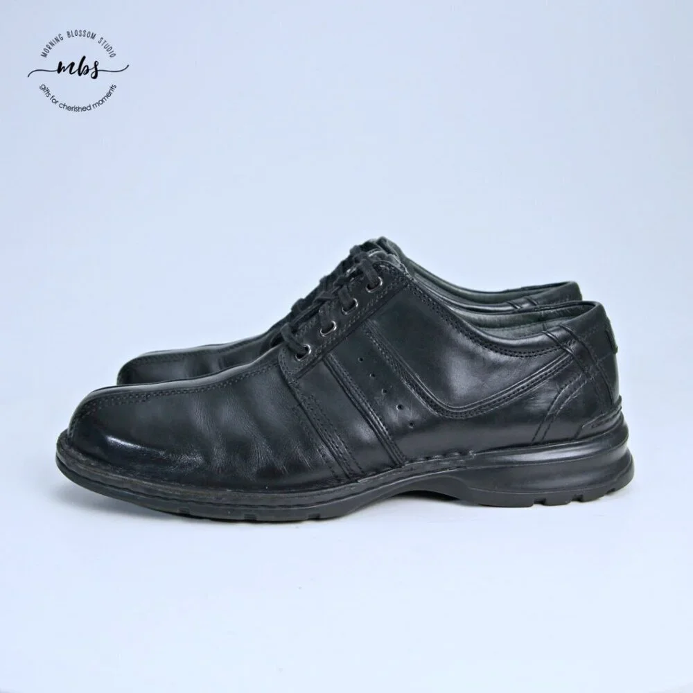 Clarks Mens‎ Touareg Vibe Leather Lace Up Oxfords Black Men 12
